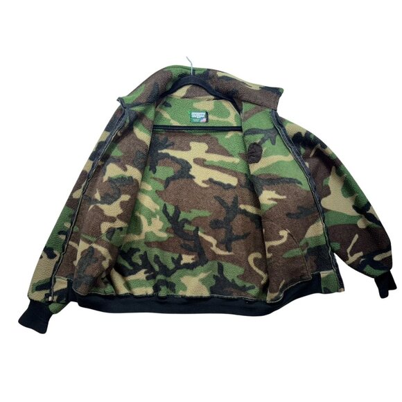 Vintage Saftbak Camo Fleece Jacket Mens S/M Green Brown - Picture 9 of 16